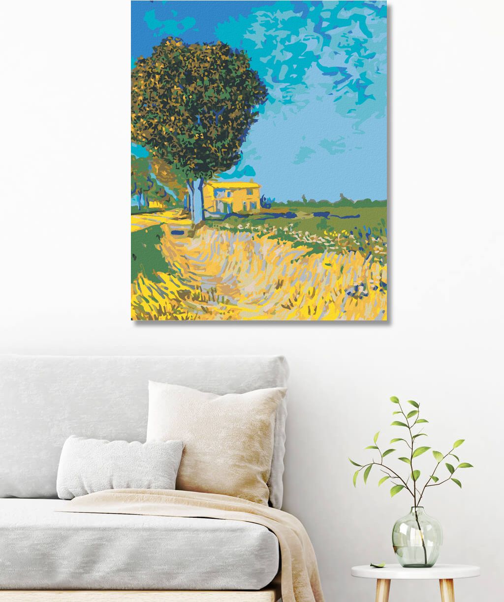 zuty Malování podle čísel - ALEJ V ARLES S DOMY (VINCENT VAN GOGH) - Rozměr: 40x50 cm, Rámování: Varianta: vypnuté plátno na rám - obrázek 2