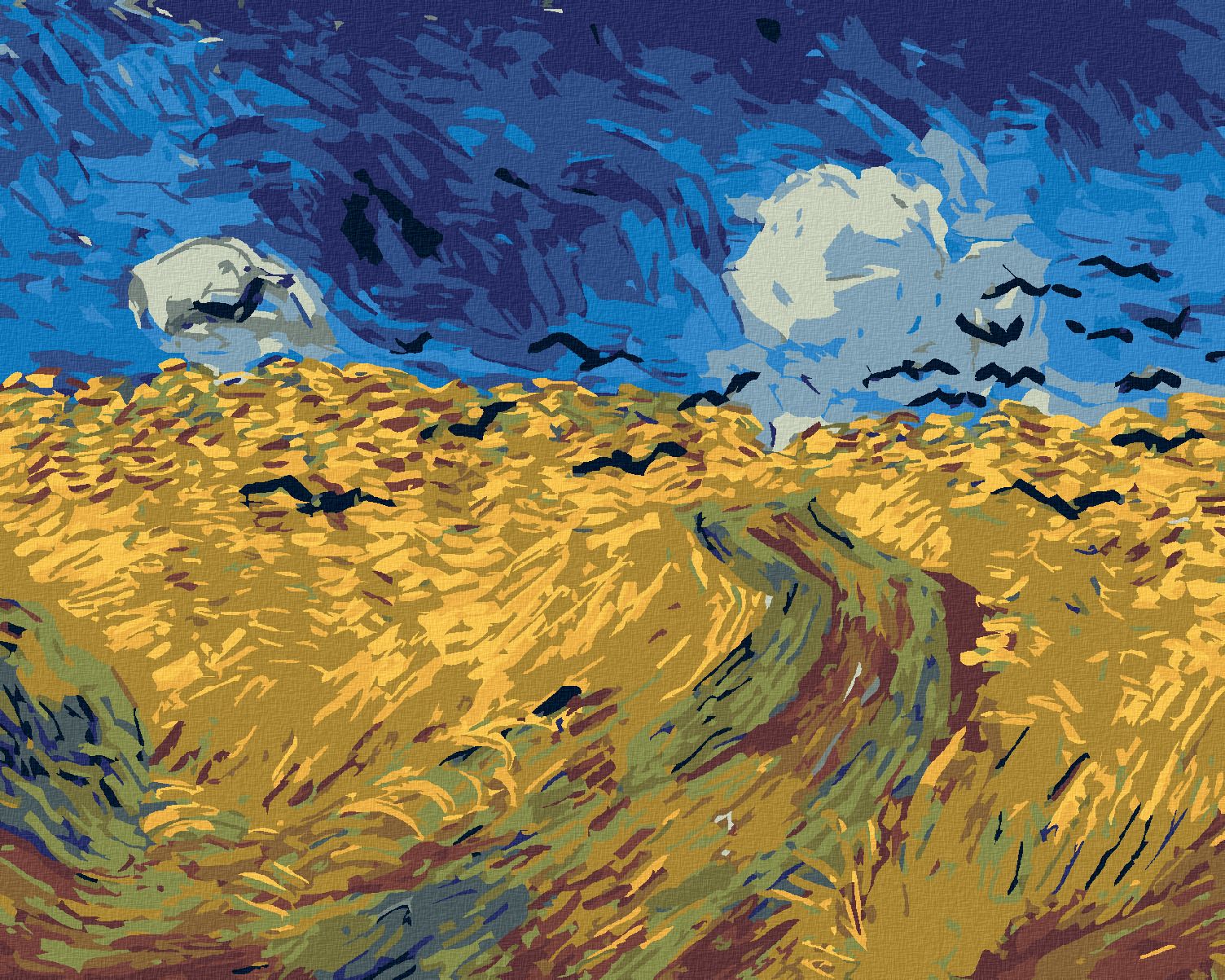 zuty Malování podle čísel - POLE S HAVRANY (VINCENT VAN GOGH) - Rozměr: 40x50 cm, Rámování: Varianta: vypnuté plátno na rám - obrázek 1