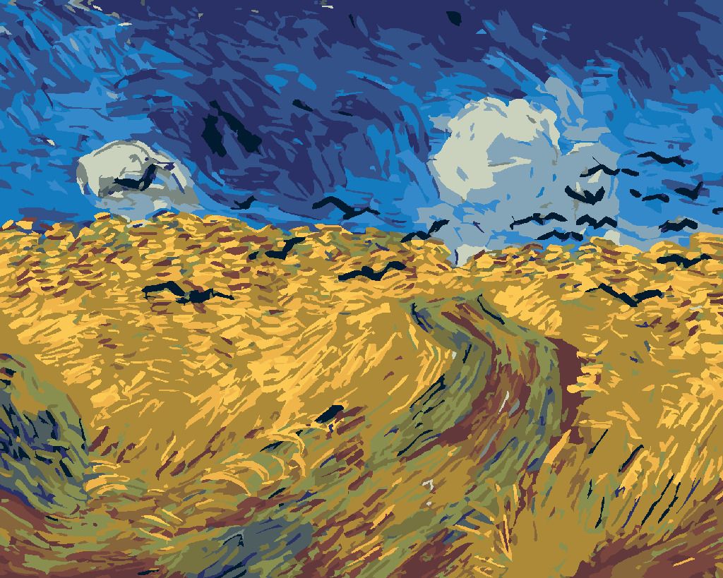 zuty Malování podle čísel - POLE S HAVRANY (VINCENT VAN GOGH) - Rozměr: 40x50 cm, Rámování: Varianta: vypnuté plátno na rám - obrázek 8