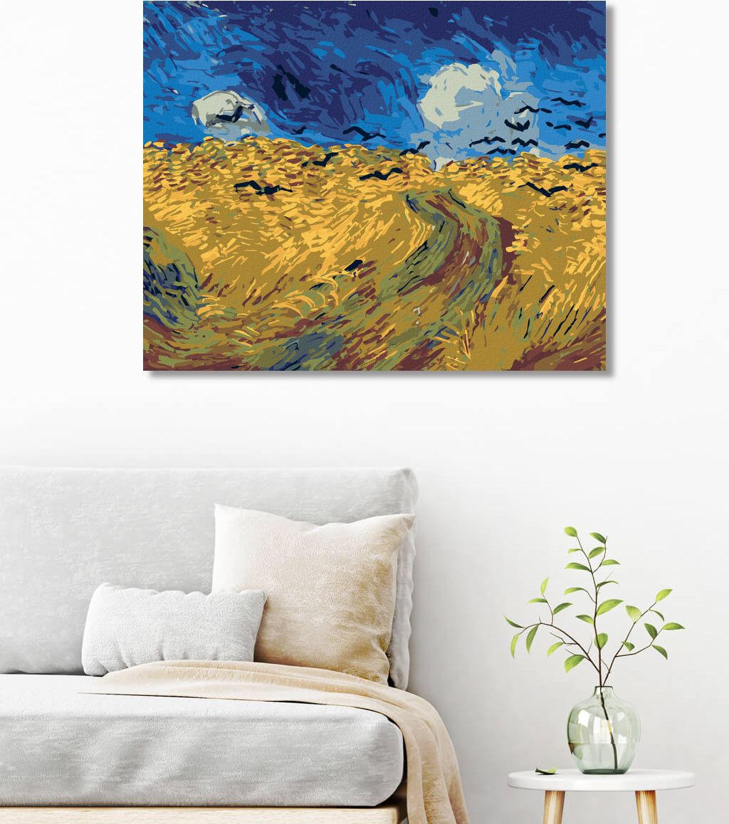 zuty Malování podle čísel - POLE S HAVRANY (VINCENT VAN GOGH) - Rozměr: 40x50 cm, Rámování: Varianta: vypnuté plátno na rám - obrázek 9