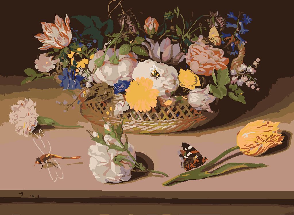 zuty Malování podle čísel - ZÁTIŠÍ KVĚTIN (AMBROSIUS BOSSCHAERT) - Rozměr: 40x50 cm, Rámování: Varianta: bez rámu a bez vypnutí plátna - obrázek 2