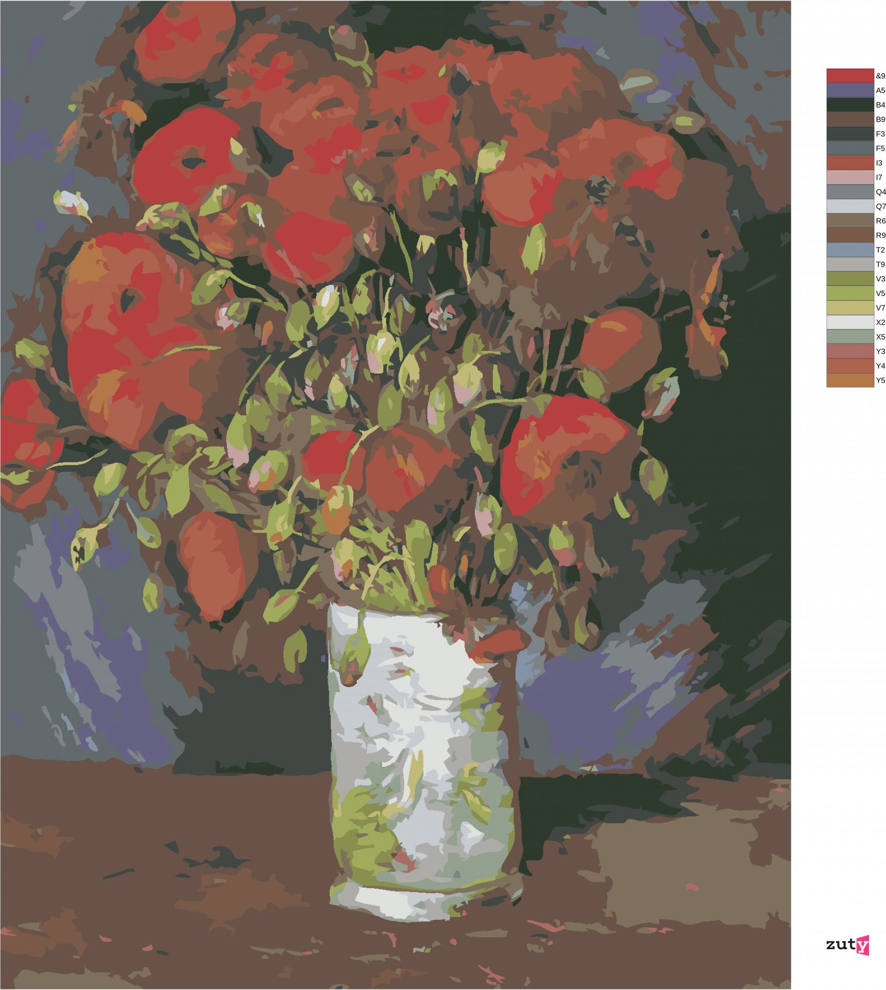 zuty Malování podle čísel - VÁZA S MÁKEM (VINCENT VAN GOGH) - Rozměr: 40x50 cm, Rámování: Varianta: vypnuté plátno na rám - obrázek 5