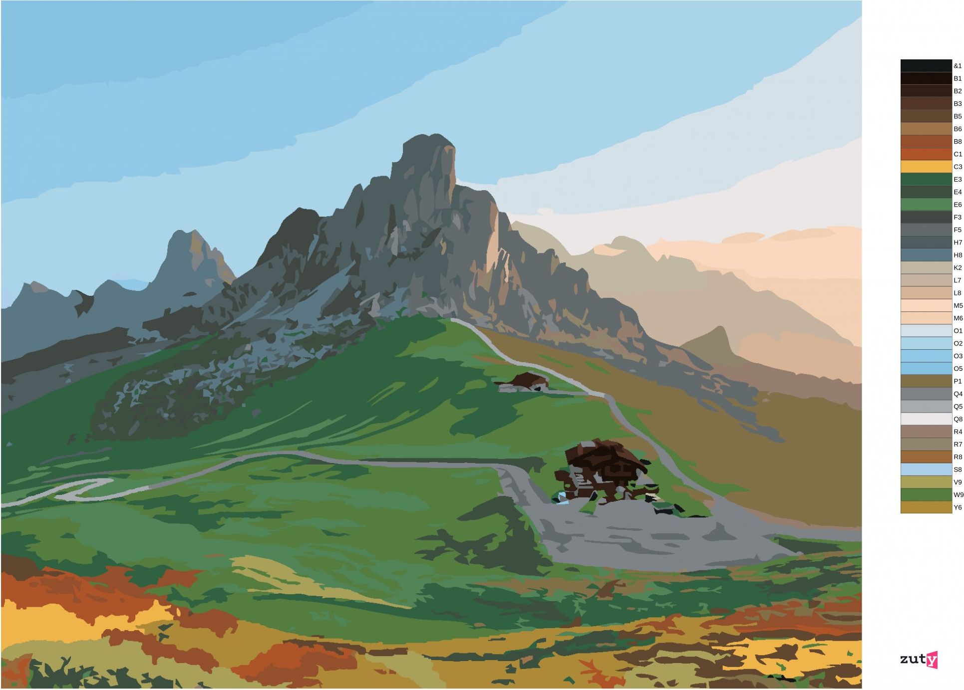 zuty Malování podle čísel - DOLOMITY - Rozměr: 40x50 cm, Rámování: Varianta: vypnuté plátno na rám - obrázek 2