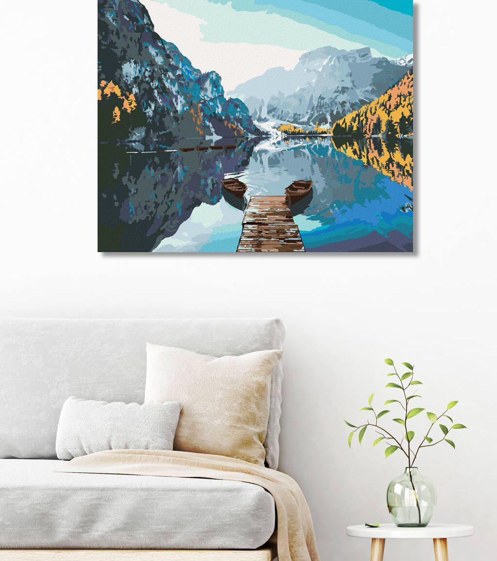 zuty Malování podle čísel - LODĚ NA JEZEŘE BRAIES - Rozměr: 40x50 cm, Rámování: Varianta: vypnuté plátno na rám - obrázek 8