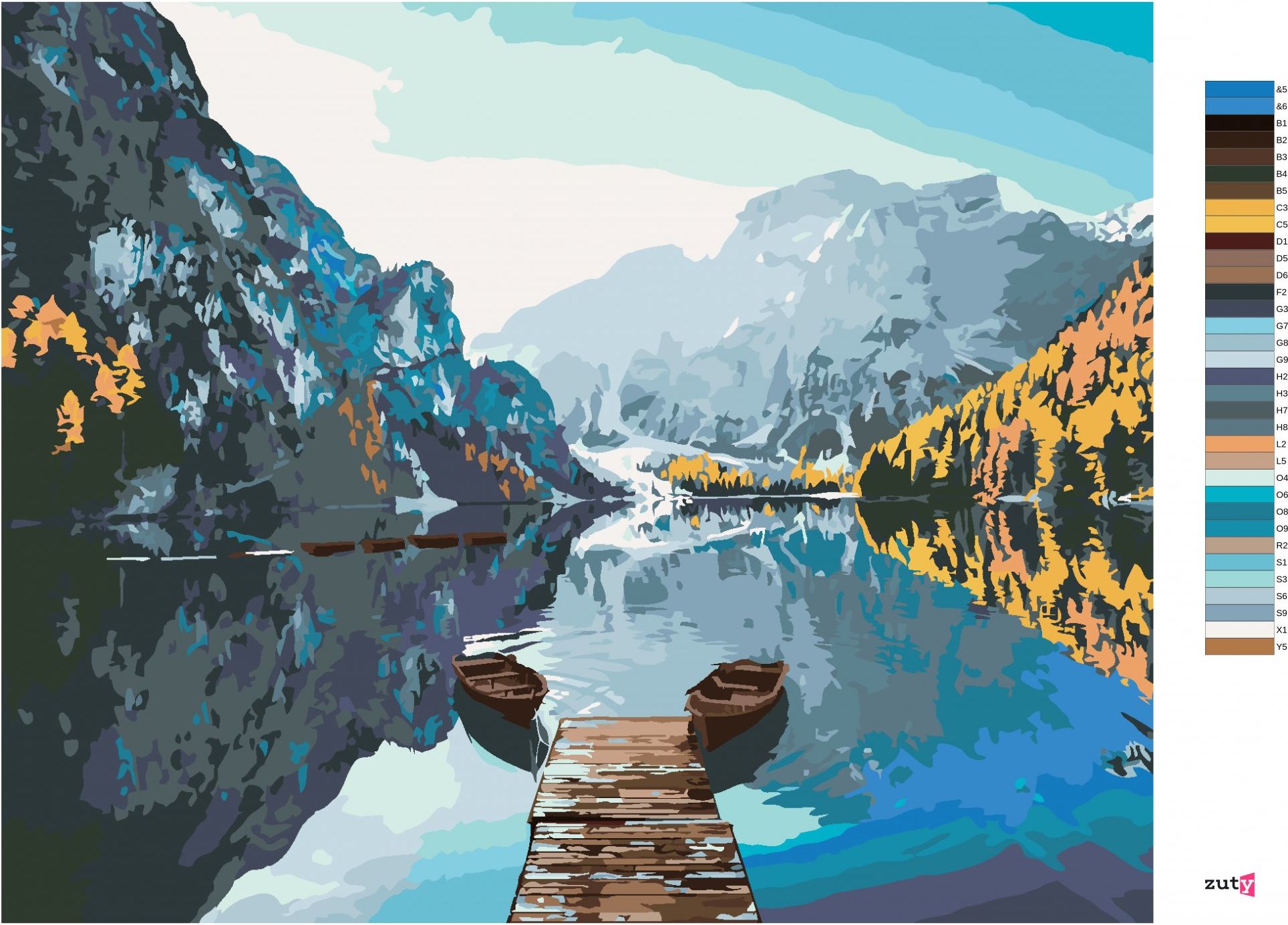 zuty Malování podle čísel - LODĚ NA JEZEŘE BRAIES - Rozměr: 40x50 cm, Rámování: Varianta: vypnuté plátno na rám - obrázek 9