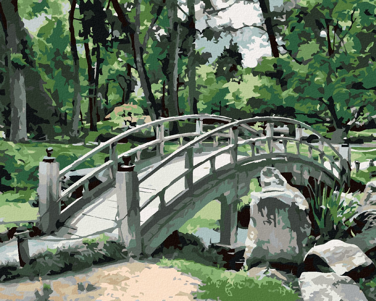 zuty Malování podle čísel - JAPONSKO MOST U LESA - Rozměr: 40x50 cm, Rámování: Varianta: vypnuté plátno na rám - obrázek 1