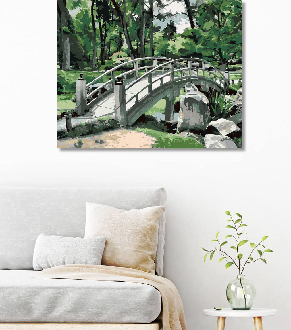 zuty Malování podle čísel - JAPONSKO MOST U LESA - Rozměr: 40x50 cm, Rámování: Varianta: vypnuté plátno na rám - obrázek 2