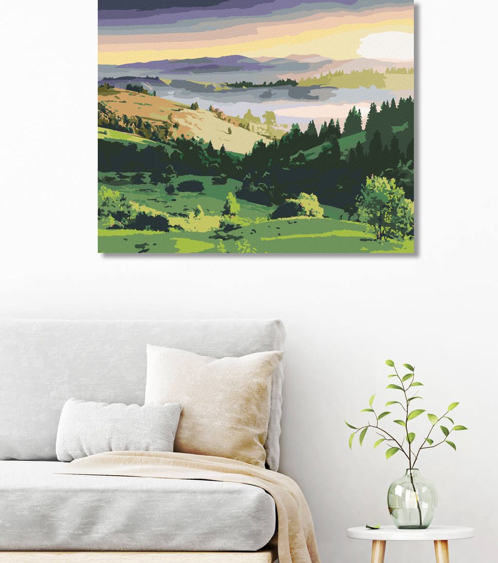 zuty Malování podle čísel - KRAJINA KOPCE A STROMY - Rozměr: 40x50 cm, Rámování: Varianta: vypnuté plátno na rám - obrázek 6