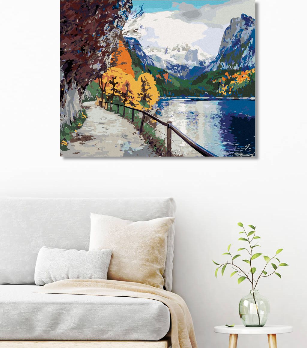 zuty Malování podle čísel - PODZIMNÍ SCÉNA JEZERA VORDERER - Rozměr: 40x50 cm, Rámování: Varianta: bez rámu a bez vypnutí plátna - obrázek 3