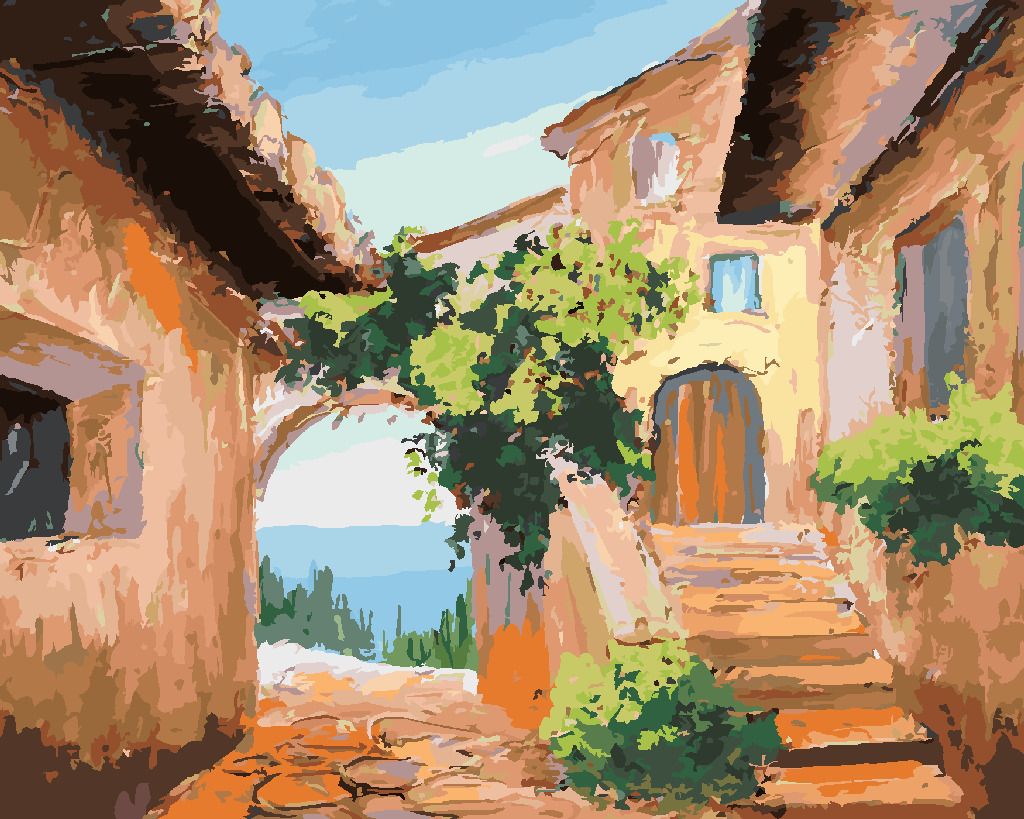 zuty Malování podle čísel - DOMEČEK U MOŘE - Rozměr: 40x50 cm, Rámování: Varianta: vypnuté plátno na rám - obrázek 9
