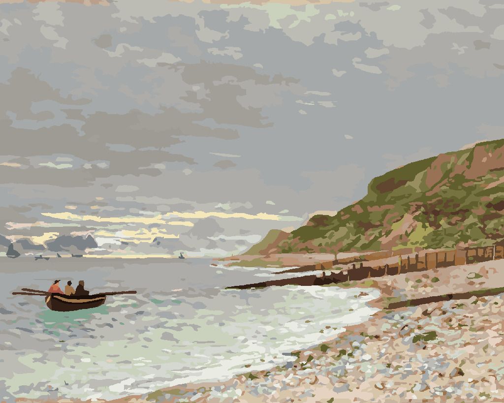 zuty Malování podle čísel - LA POINTE DE LA HÈVE, SAINTE-ADRESSE (CLAUDE MONET) - Rozměr: 40x50 cm, Rámování: Varianta: vypnuté plátno na rám - obrázek 7