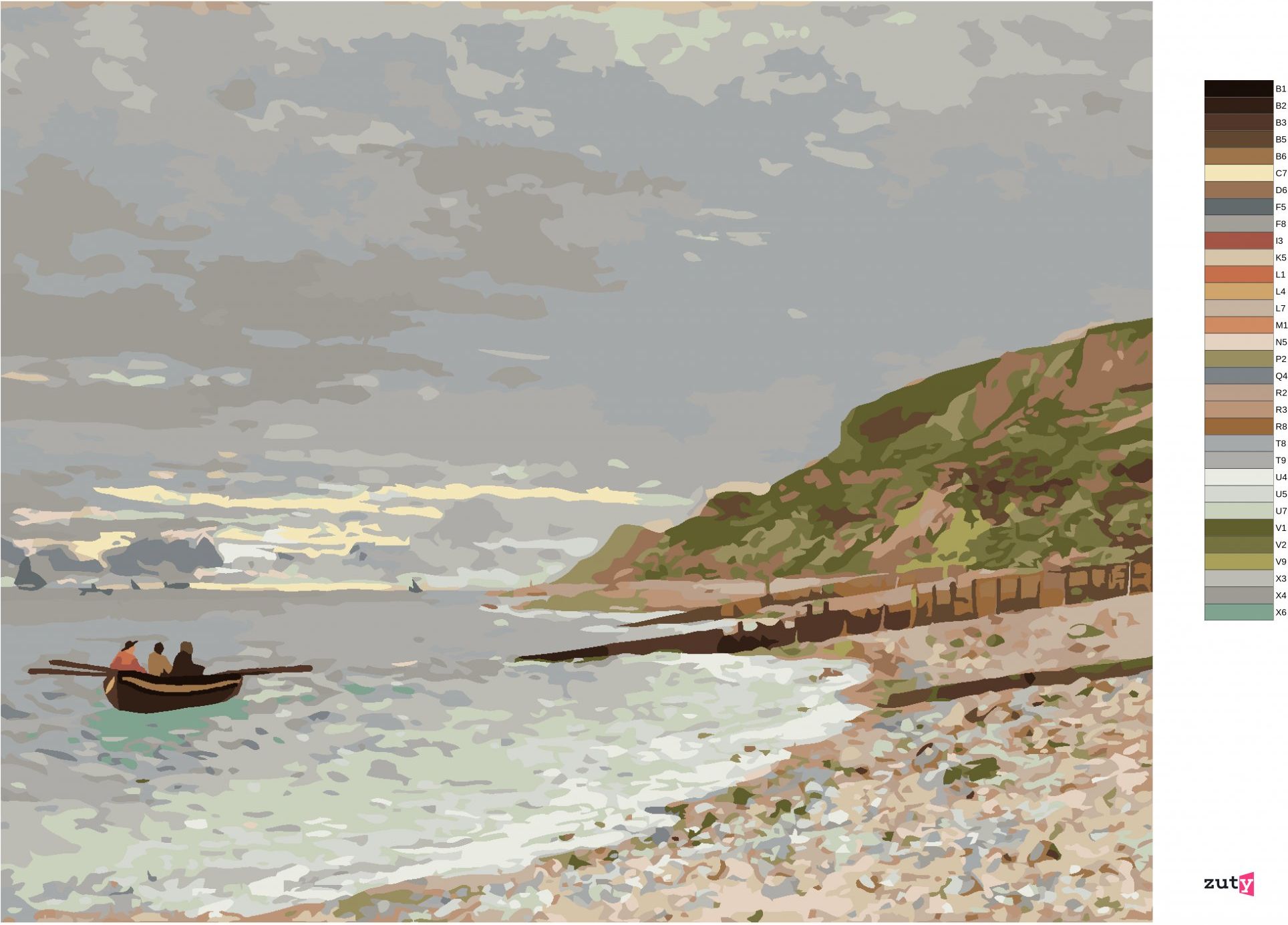 zuty Malování podle čísel - LA POINTE DE LA HÈVE, SAINTE-ADRESSE (CLAUDE MONET) - Rozměr: 40x50 cm, Rámování: Varianta: vypnuté plátno na rám - obrázek 10
