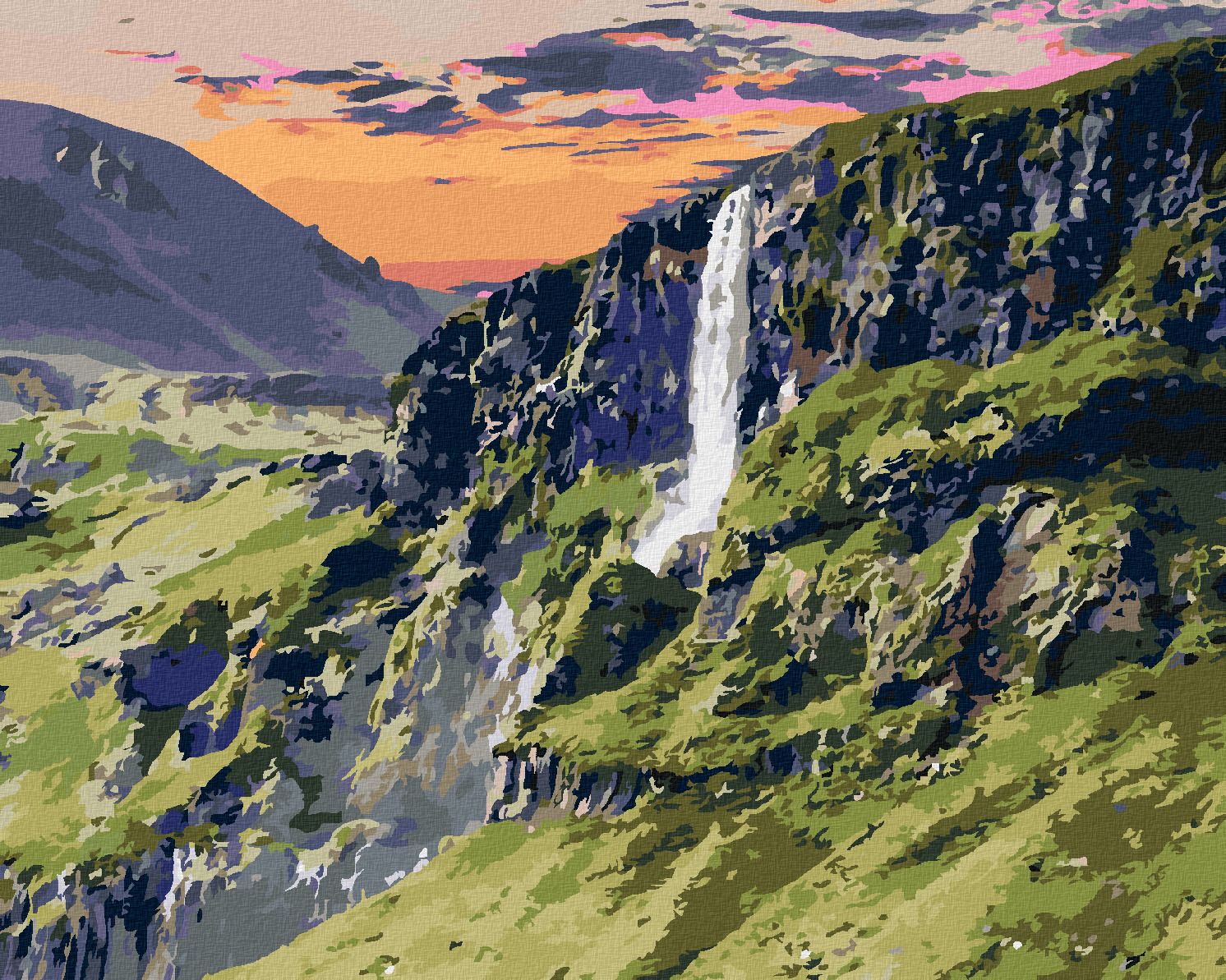 zuty Malování podle čísel - KRAJINA A VODOPÁD - Rozměr: 40x50 cm, Rámování: Varianta: vypnuté plátno na rám - obrázek 1