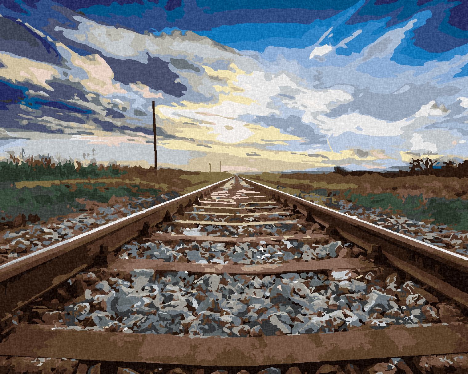 zuty Malování podle čísel - KOLEJE A MODRÉ NEBE - Rozměr: 40x50 cm, Rámování: Varianta: bez rámu a bez vypnutí plátna - obrázek 1