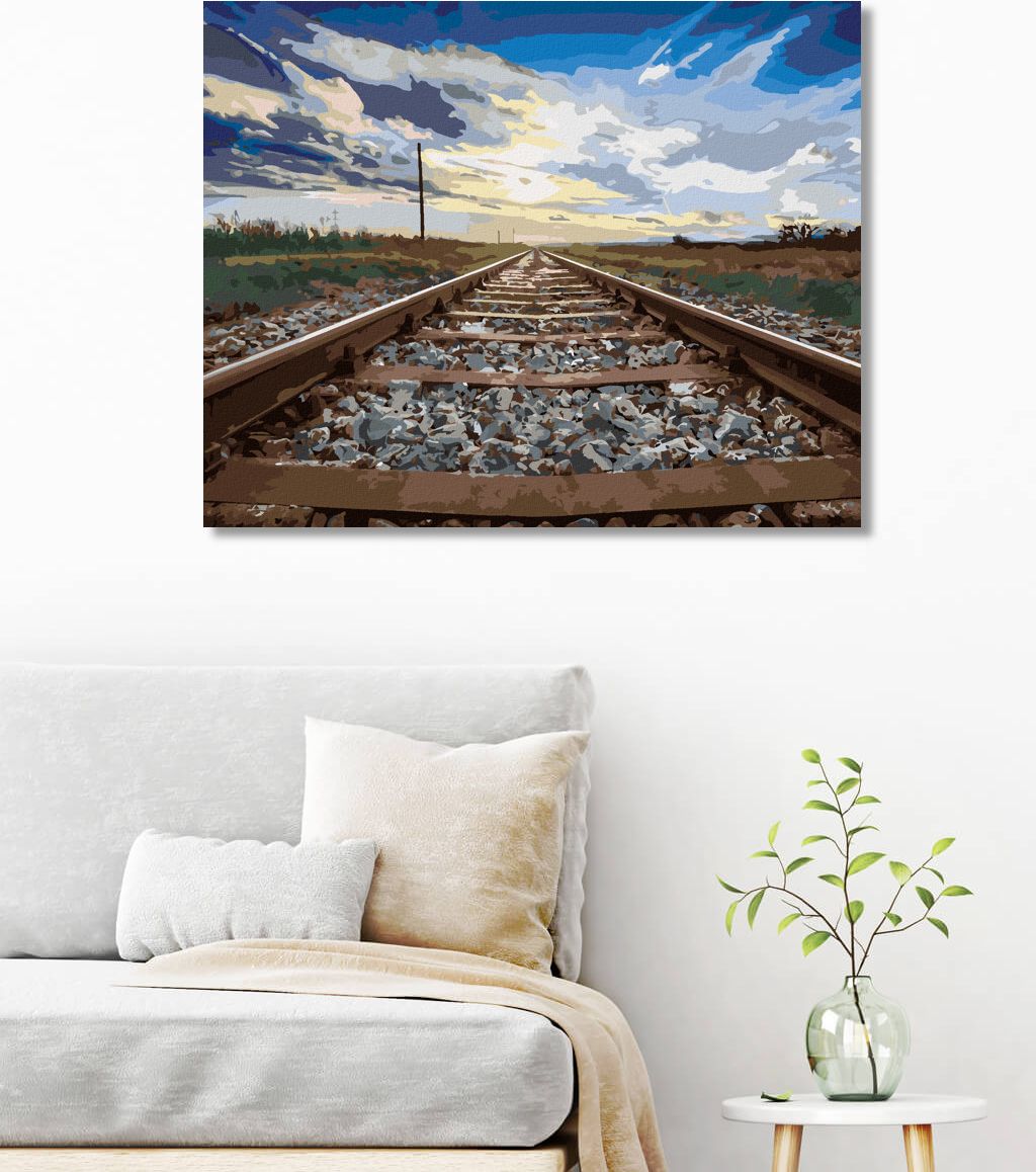 zuty Malování podle čísel - KOLEJE A MODRÉ NEBE - Rozměr: 40x50 cm, Rámování: Varianta: vypnuté plátno na rám - obrázek 3
