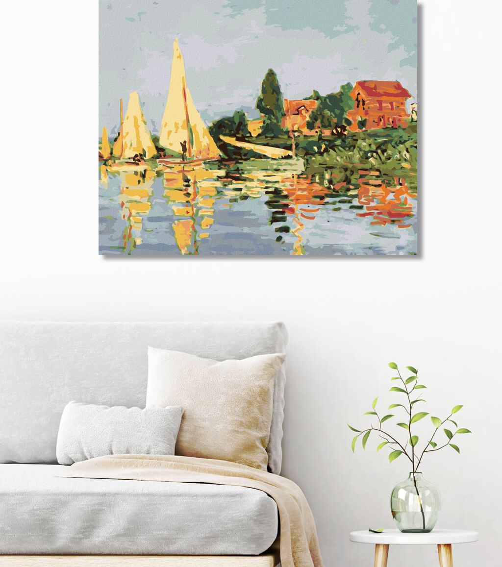 zuty Malování podle čísel - REGATA V ARGENTEUIL (CLAUDE MONET) - Rozměr: 40x50 cm, Rámování: Varianta: bez rámu a bez vypnutí plátna - obrázek 6