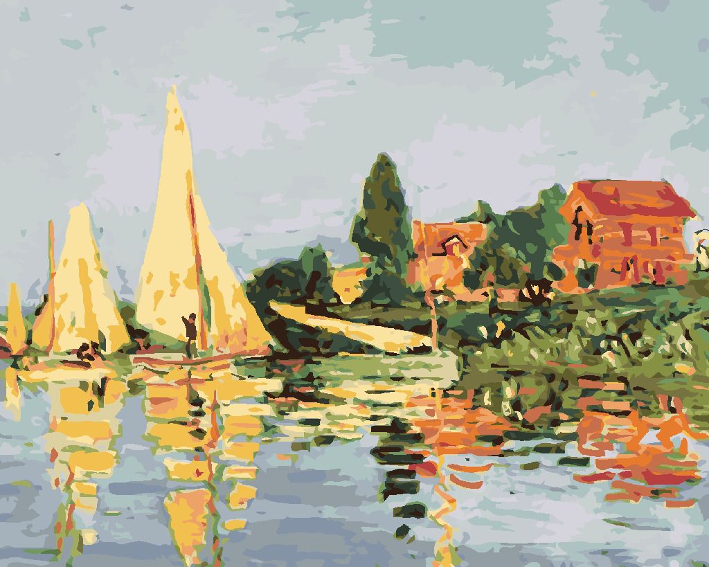 zuty Malování podle čísel - REGATA V ARGENTEUIL (CLAUDE MONET) - Rozměr: 40x50 cm, Rámování: Varianta: bez rámu a bez vypnutí plátna - obrázek 10