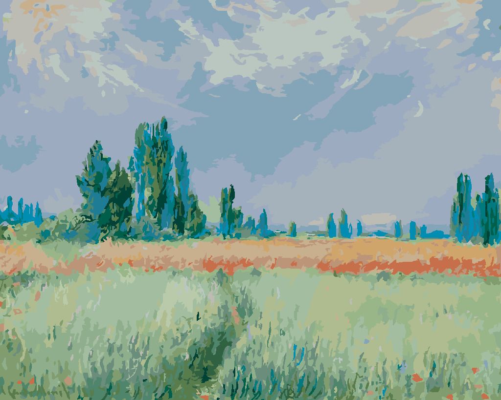zuty Malování podle čísel - PŠENIČNÉ POLE (CLAUDE MONET) - Rozměr: 40x50 cm, Rámování: Varianta: vypnuté plátno na rám - obrázek 2