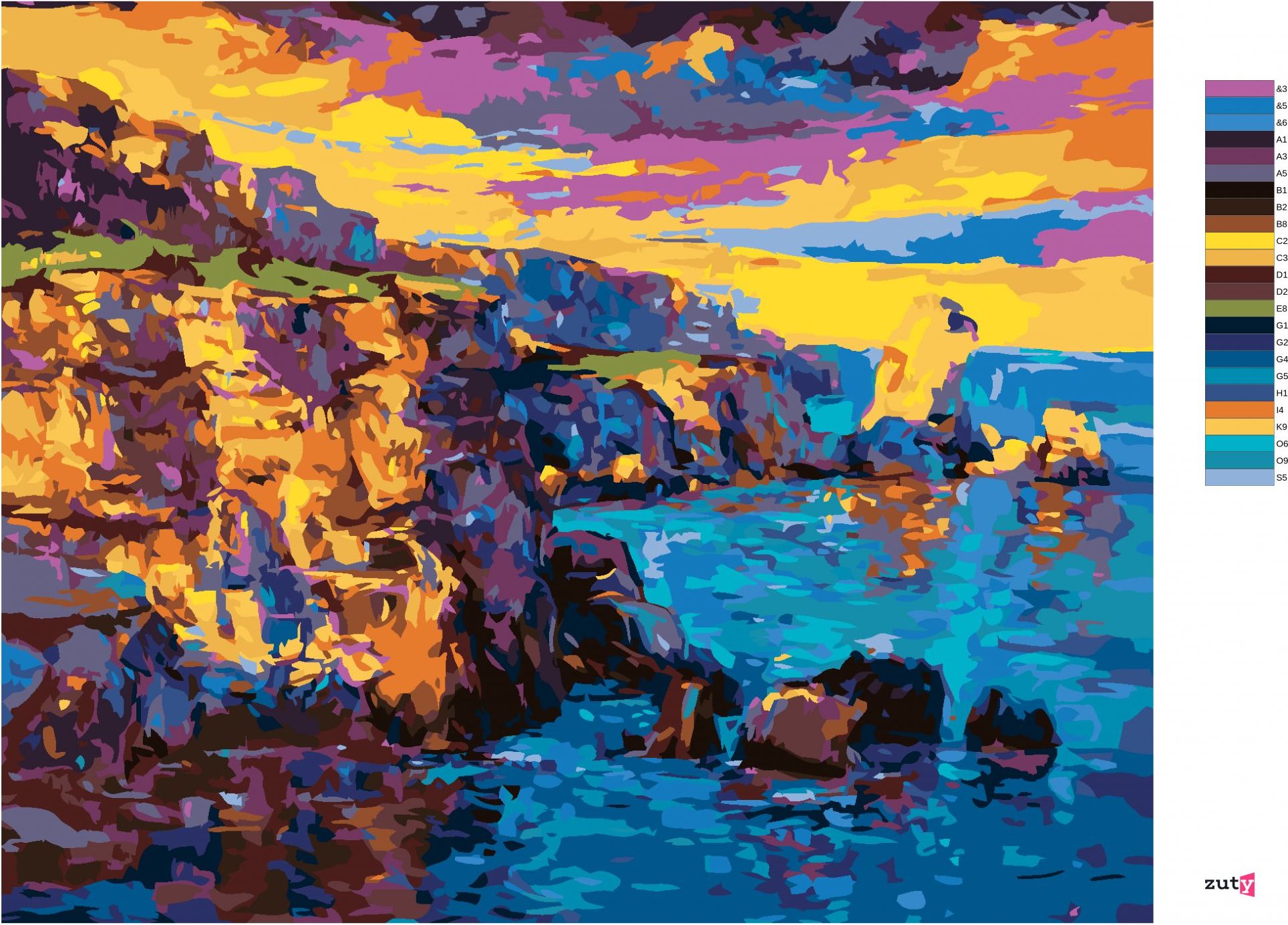 zuty Malování podle čísel - ÚTES VE STYLU IMPRESIONISMU - Rozměr: 40x50 cm, Rámování: Varianta: vypnuté plátno na rám - obrázek 9