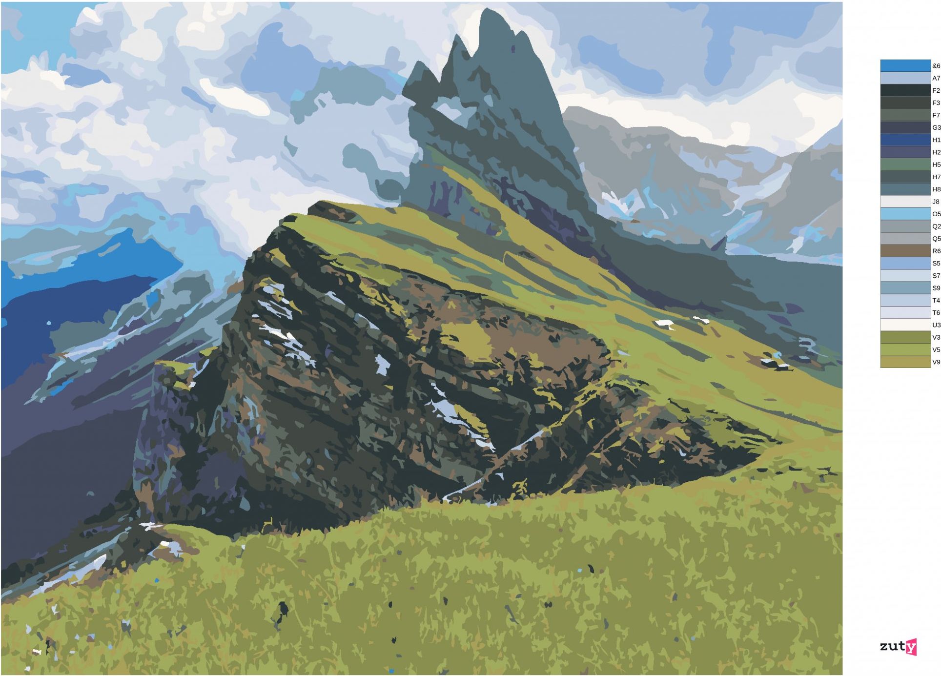 zuty Malování podle čísel - HŘEBEN ODLE ODDĚLUJÍCÍ ÚDOLÍ - Rozměr: 40x50 cm, Rámování: Varianta: bez rámu a bez vypnutí plátna - obrázek 7