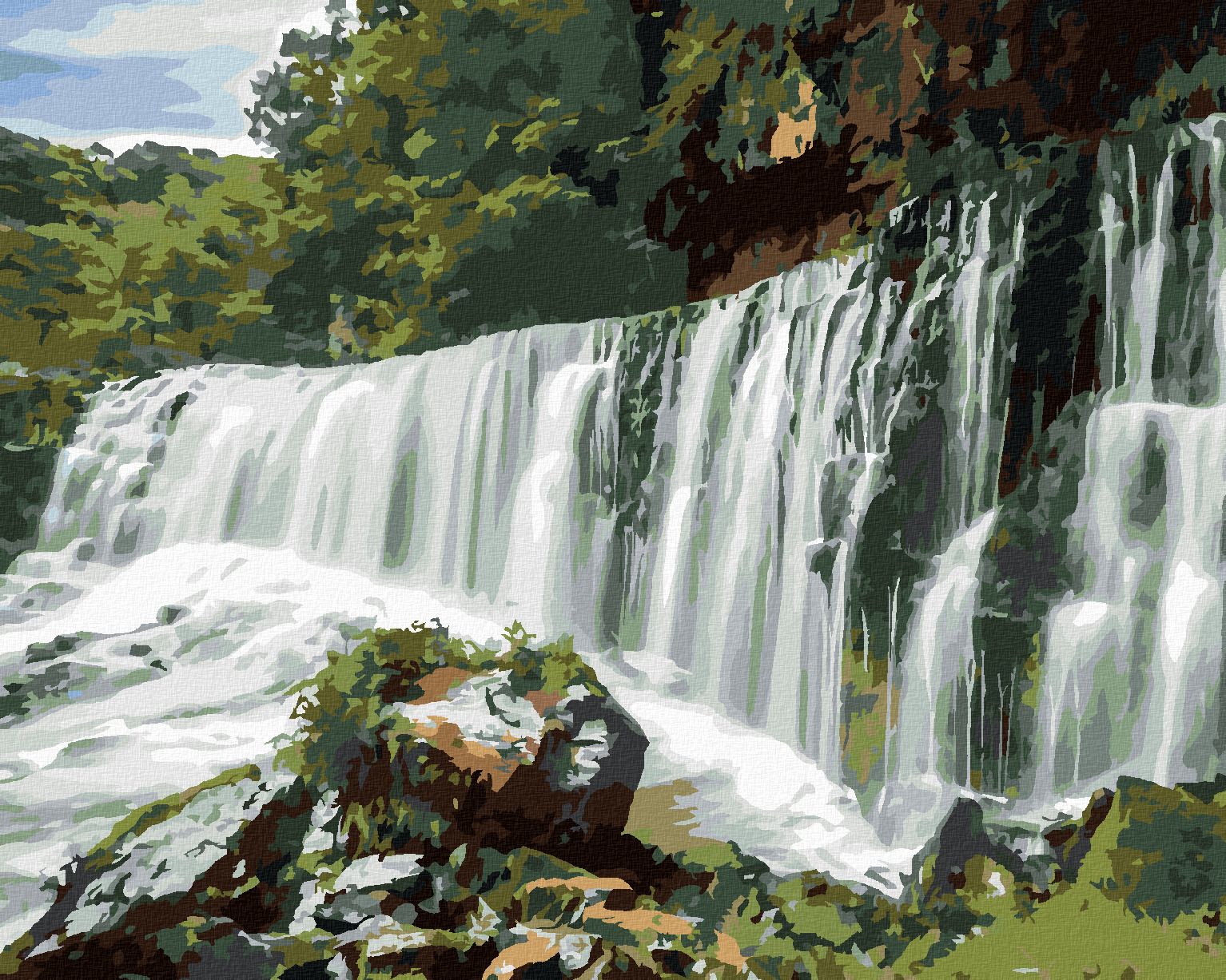 zuty Malování podle čísel - VODOPÁD V ANGLII - Rozměr: 40x50 cm, Rámování: Varianta: bez rámu a bez vypnutí plátna - obrázek 1