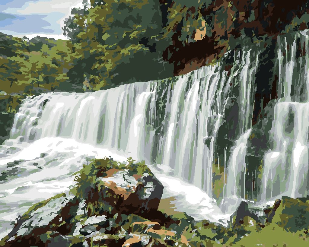 zuty Malování podle čísel - VODOPÁD V ANGLII - Rozměr: 40x50 cm, Rámování: Varianta: bez rámu a bez vypnutí plátna - obrázek 5