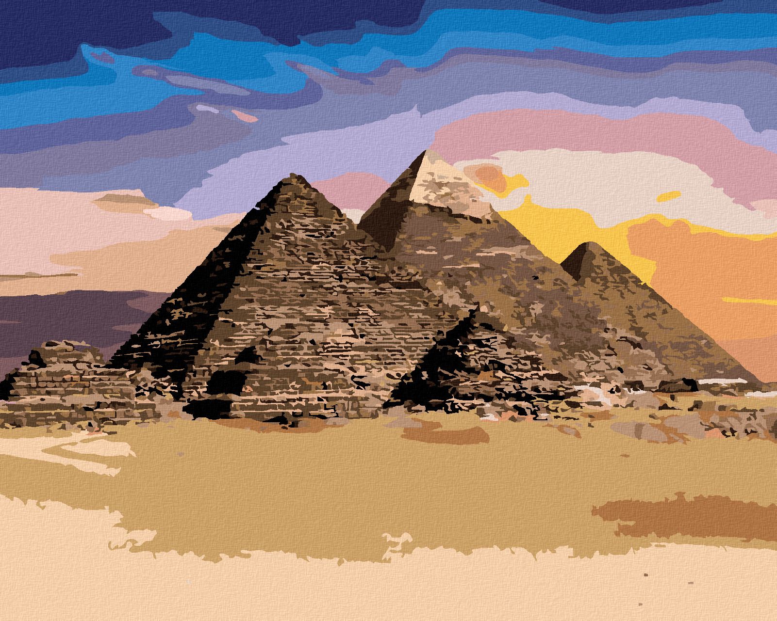 zuty Malování podle čísel - EGYPT PYRAMIDY - Rozměr: 40x50 cm, Rámování: Varianta: vypnuté plátno na rám - obrázek 1