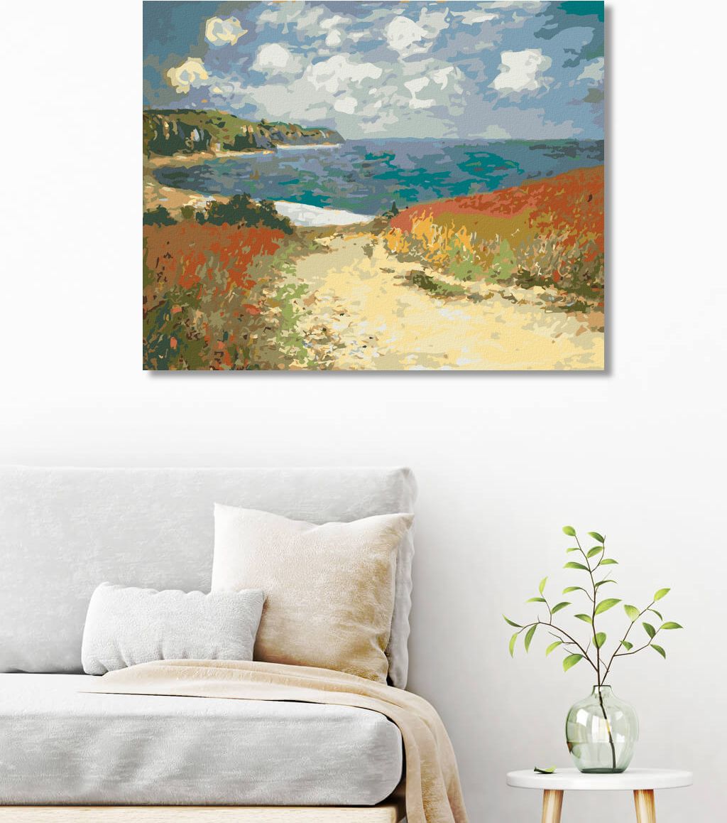 zuty Malování podle čísel - CESTA DO POURVILLE (CLAUDE MONET) - Rozměr: 40x50 cm, Rámování: Varianta: vypnuté plátno na rám - obrázek 8