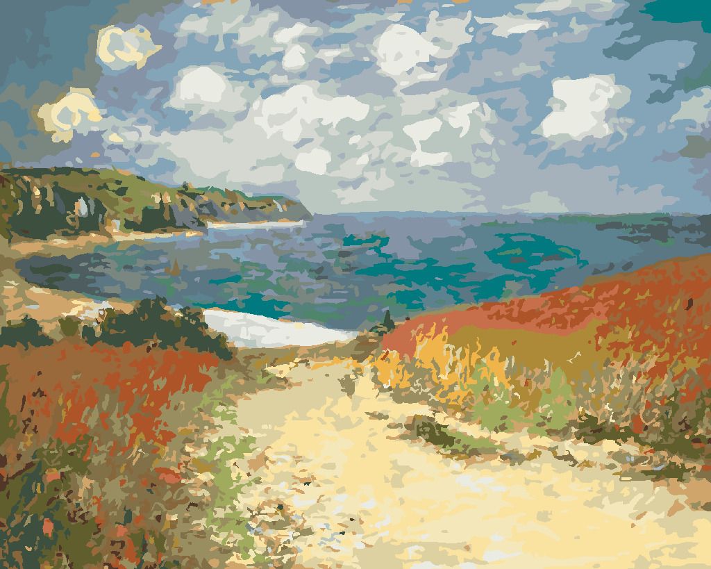 zuty Malování podle čísel - CESTA DO POURVILLE (CLAUDE MONET) - Rozměr: 40x50 cm, Rámování: Varianta: vypnuté plátno na rám - obrázek 9