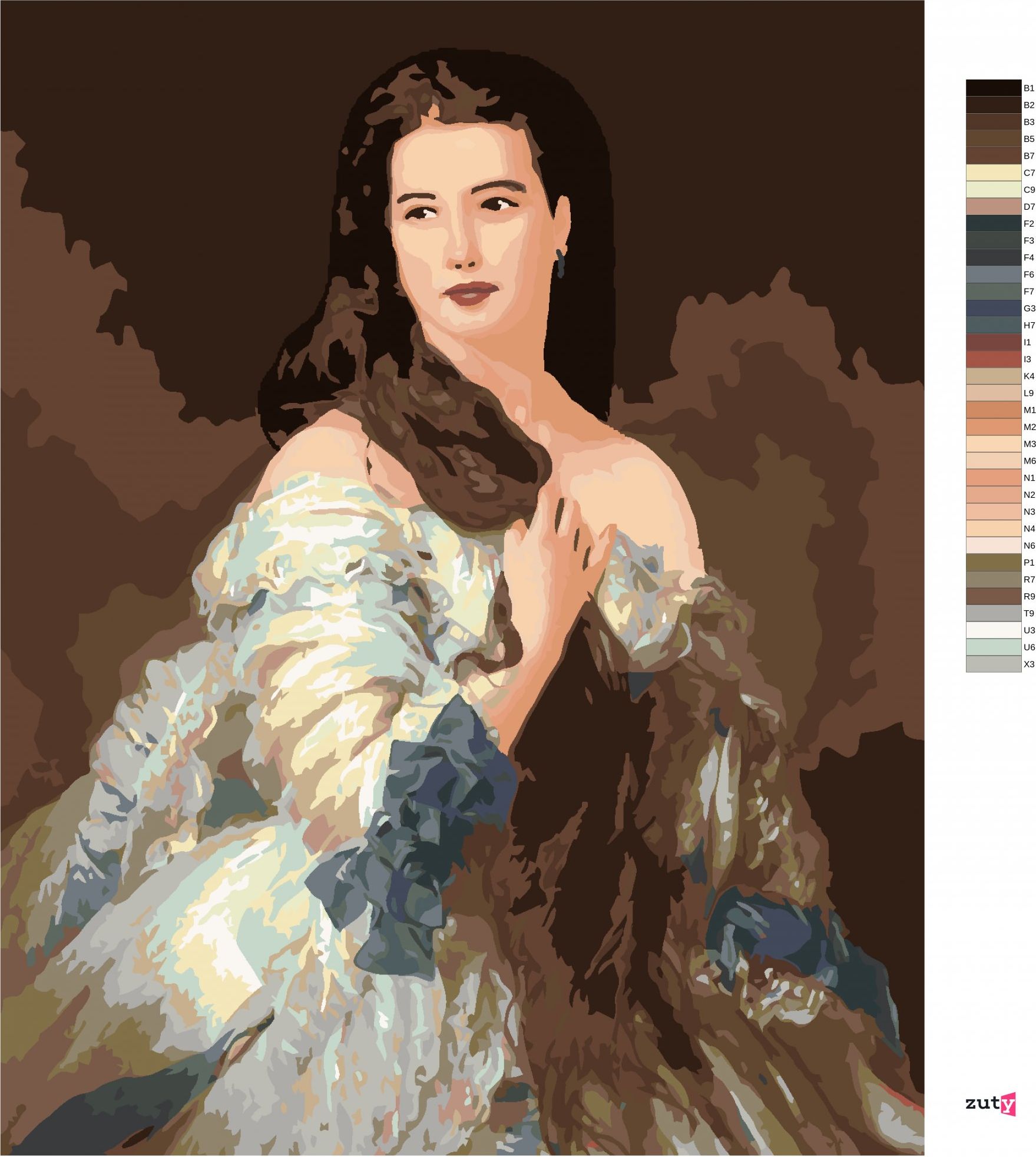 zuty Malování podle čísel - PORTRÉT MADAM RIMSKY-KORSAKOVOVÉ (FRANZ XAVER WINTERHALTER) - Rozměr: 40x50 cm, Rámování: Varianta: vypnuté plátno na rám - obrázek 6