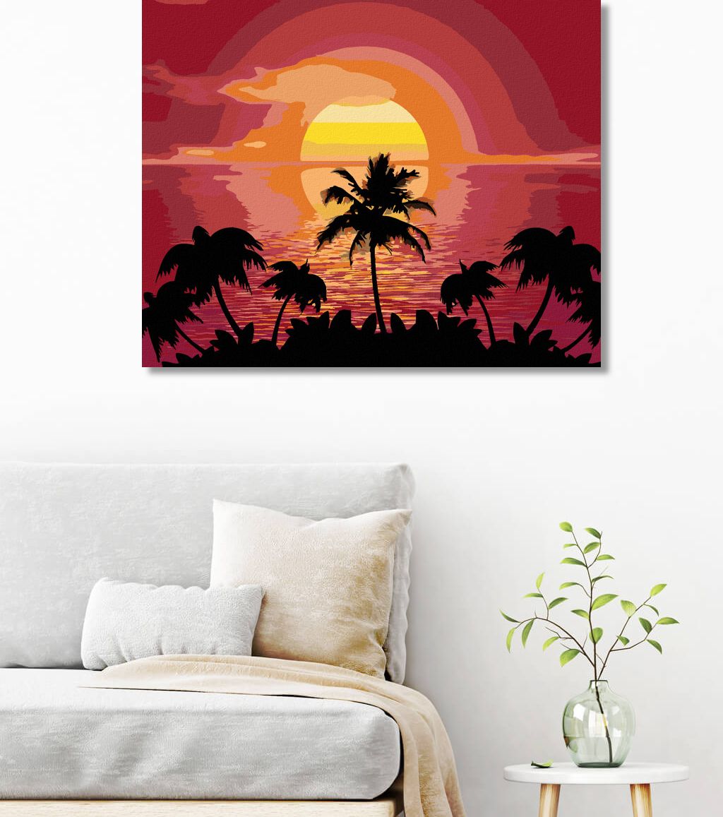 zuty Malování podle čísel - SLUNCE A PALMY - Rozměr: 40x50 cm, Rámování: Varianta: bez rámu a bez vypnutí plátna - obrázek 9