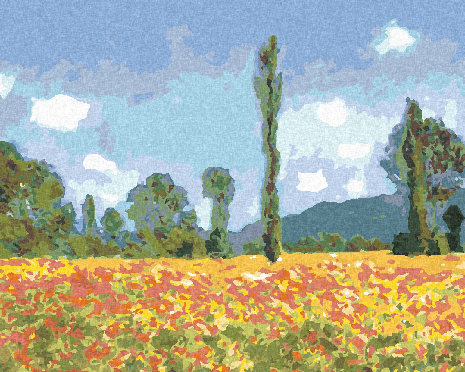 zuty Malování podle čísel - MAKOVÉ POLE V GIVERNY (CLAUDE MONET) - Rozměr: 40x50 cm, Rámování: Varianta: bez rámu a bez vypnutí plátna - obrázek 1