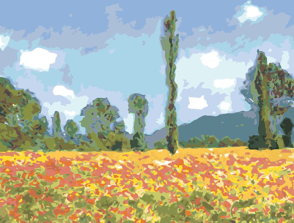 zuty Malování podle čísel - MAKOVÉ POLE V GIVERNY (CLAUDE MONET) - Rozměr: 40x50 cm, Rámování: Varianta: bez rámu a bez vypnutí plátna - obrázek 8