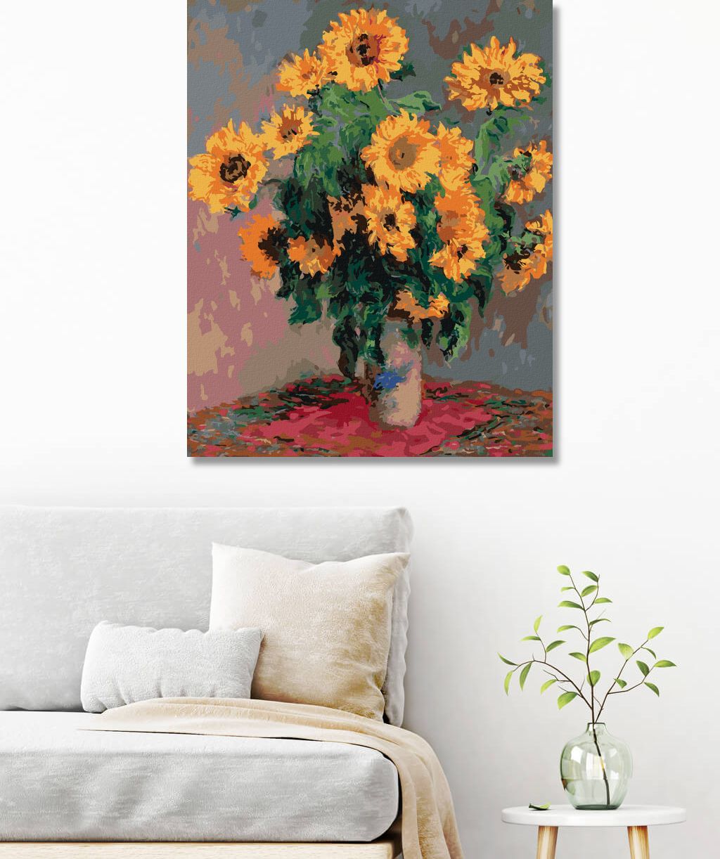zuty Malování podle čísel - SLUNEČNICE (CLAUDE MONET) - Rozměr: 40x50 cm, Rámování: Varianta: bez rámu a bez vypnutí plátna - obrázek 5