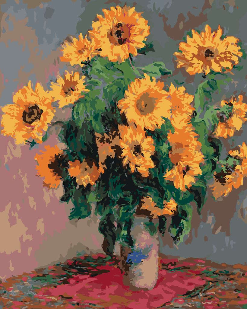zuty Malování podle čísel - SLUNEČNICE (CLAUDE MONET) - Rozměr: 40x50 cm, Rámování: Varianta: bez rámu a bez vypnutí plátna - obrázek 8