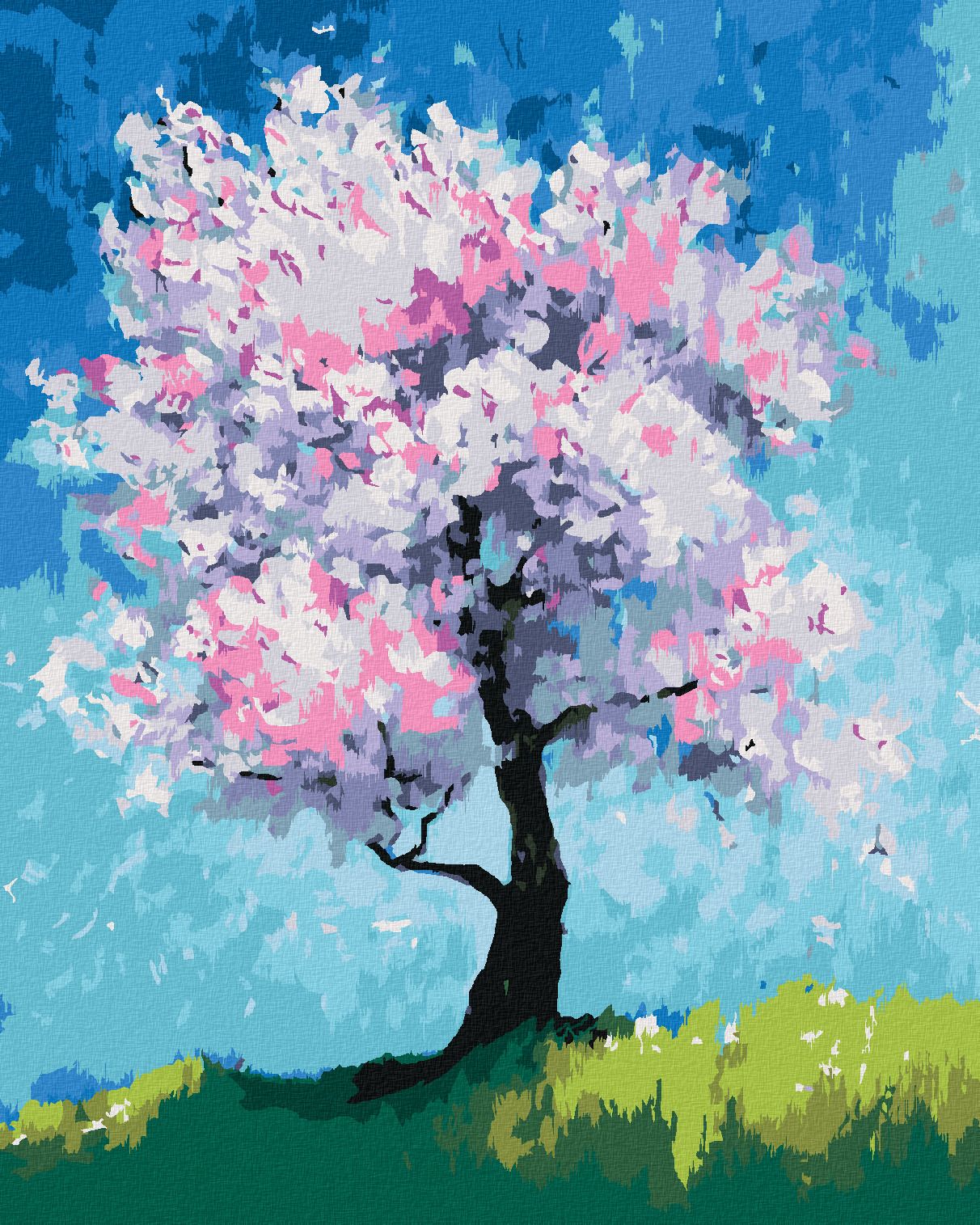 zuty Malování podle čísel - KVETOUCÍ TŘEŠEŇ - Rozměr: 40x50 cm, Rámování: Varianta: bez rámu a bez vypnutí plátna - obrázek 1