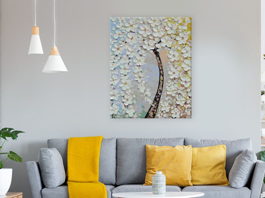 zuty Malování podle čísel - KVETOUCÍ TŘEŠEŇ - Rozměr: 40x50 cm, Rámování: Varianta: bez rámu a bez vypnutí plátna - obrázek 3