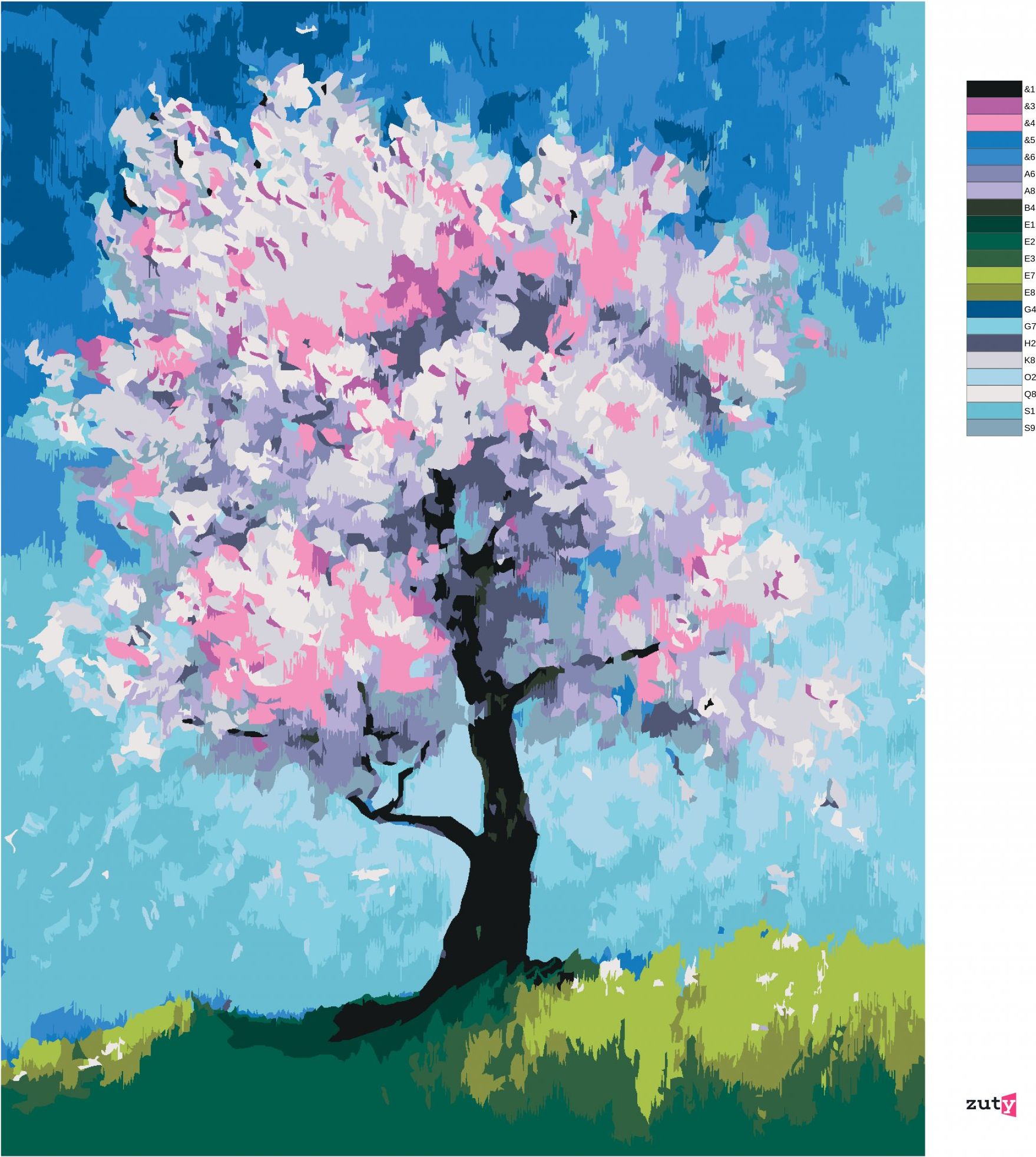 zuty Malování podle čísel - KVETOUCÍ TŘEŠEŇ - Rozměr: 40x50 cm, Rámování: Varianta: bez rámu a bez vypnutí plátna - obrázek 11
