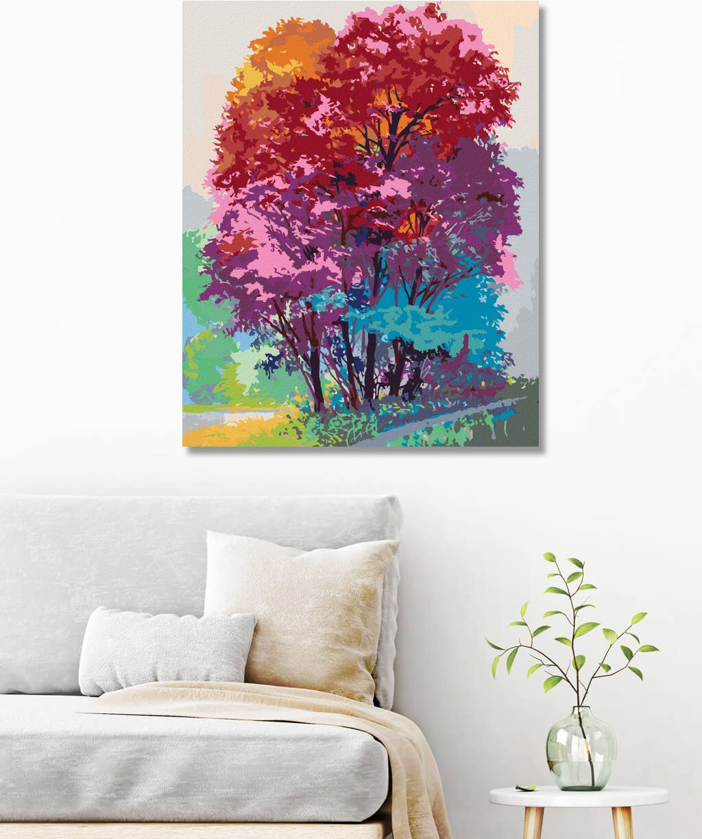 zuty Malování podle čísel - BAREVNÝ STROM V LESE - Rozměr: 40x50 cm, Rámování: Varianta: vypnuté plátno na rám - obrázek 3