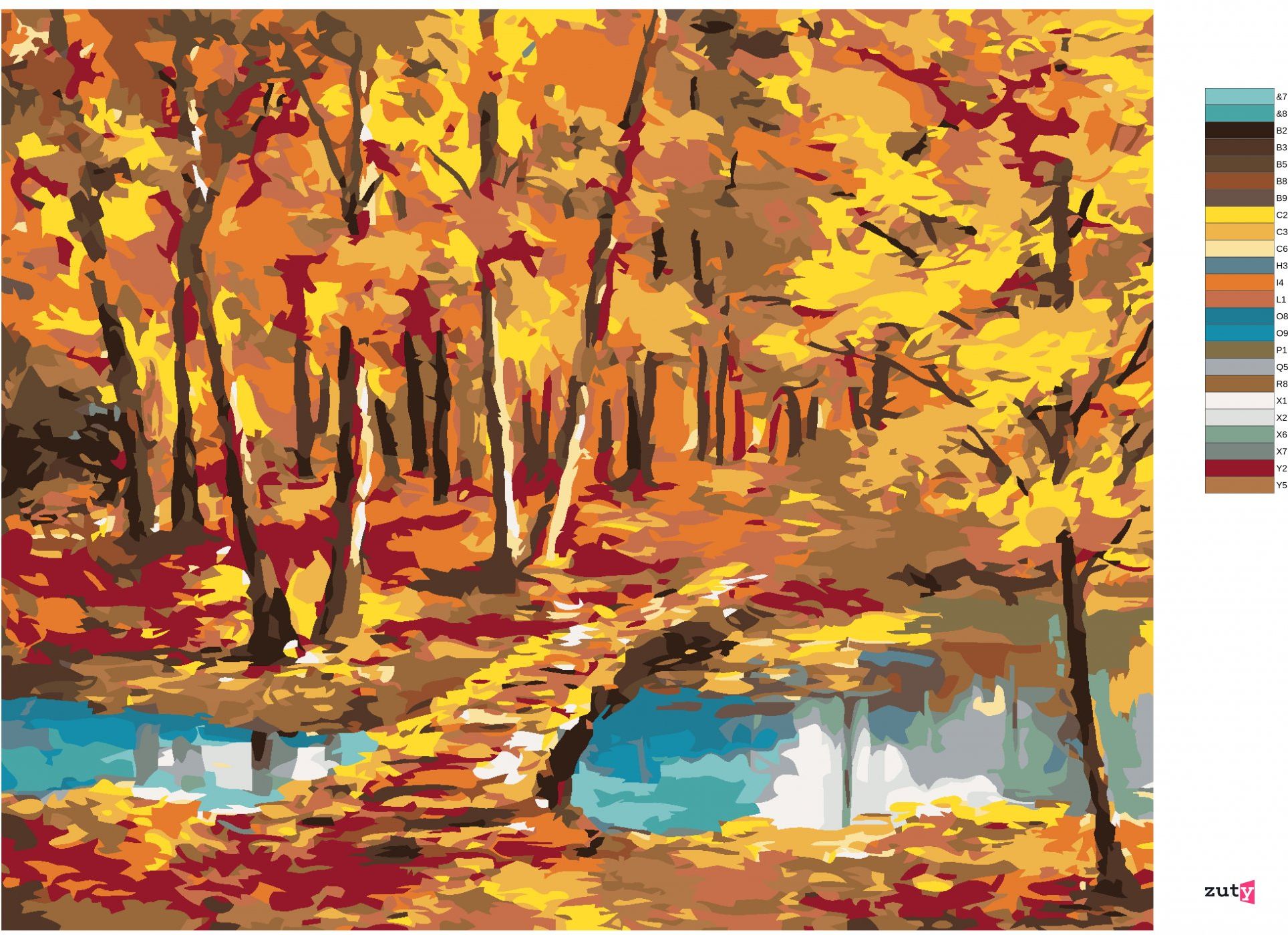 zuty Malování podle čísel - PROCHÁZKA PŘES ŘEKU - Rozměr: 40x50 cm, Rámování: Varianta: vypnuté plátno na rám - obrázek 7