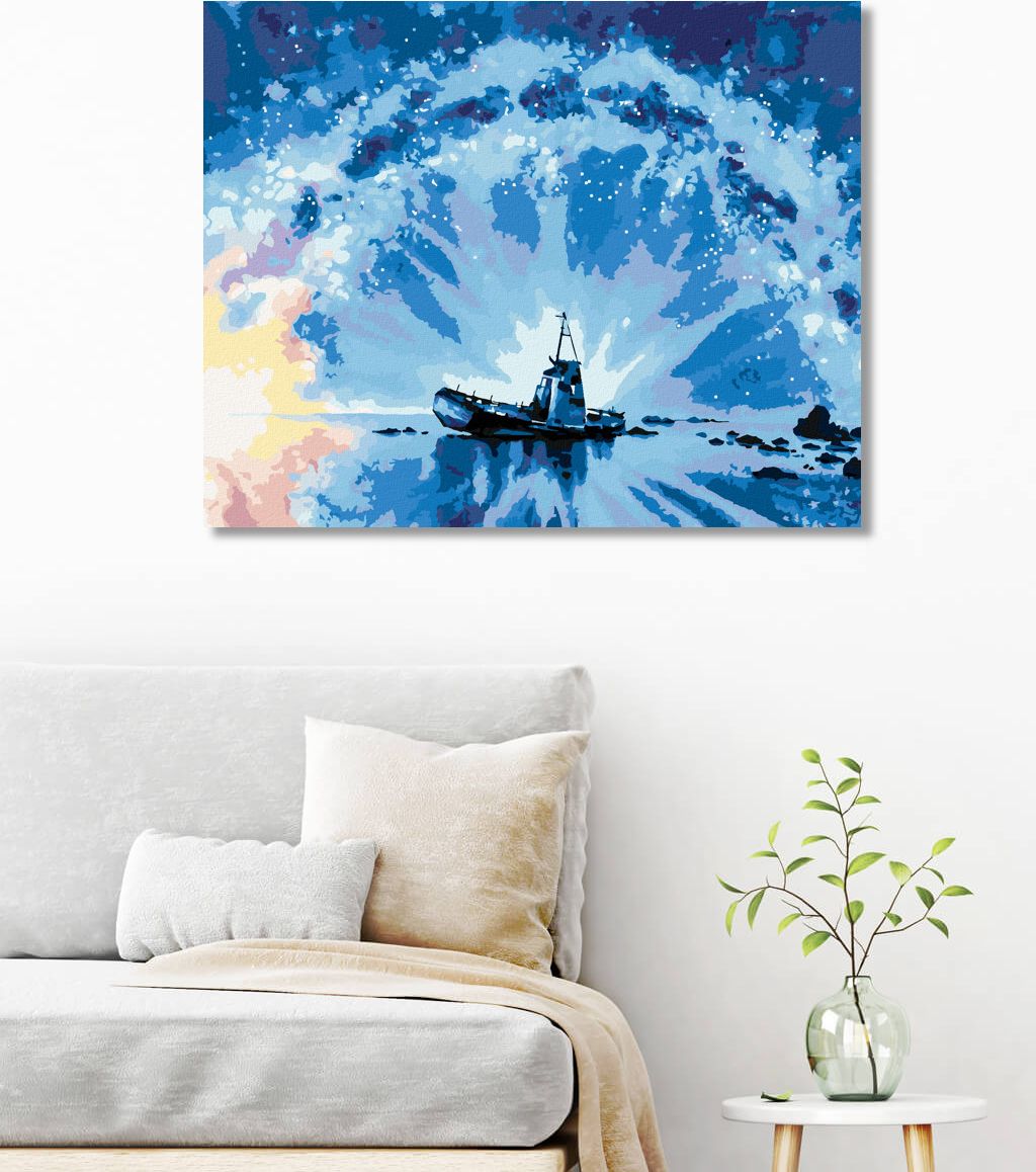 zuty Malování podle čísel - OPUŠTĚNÁ LOĎ A MLÉČNÁ DRÁHA - Rozměr: 40x50 cm, Rámování: Varianta: bez rámu a bez vypnutí plátna - obrázek 5