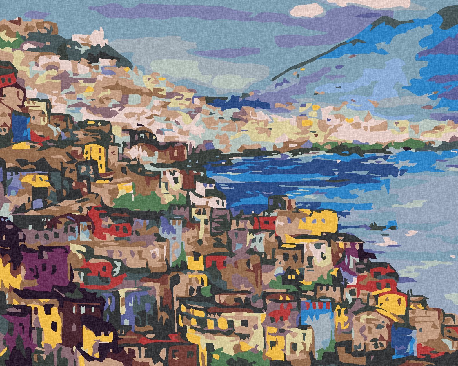 zuty Malování podle čísel - POBŘEŽÍ NEAPOL - Rozměr: 40x50 cm, Rámování: Varianta: vypnuté plátno na rám - obrázek 1