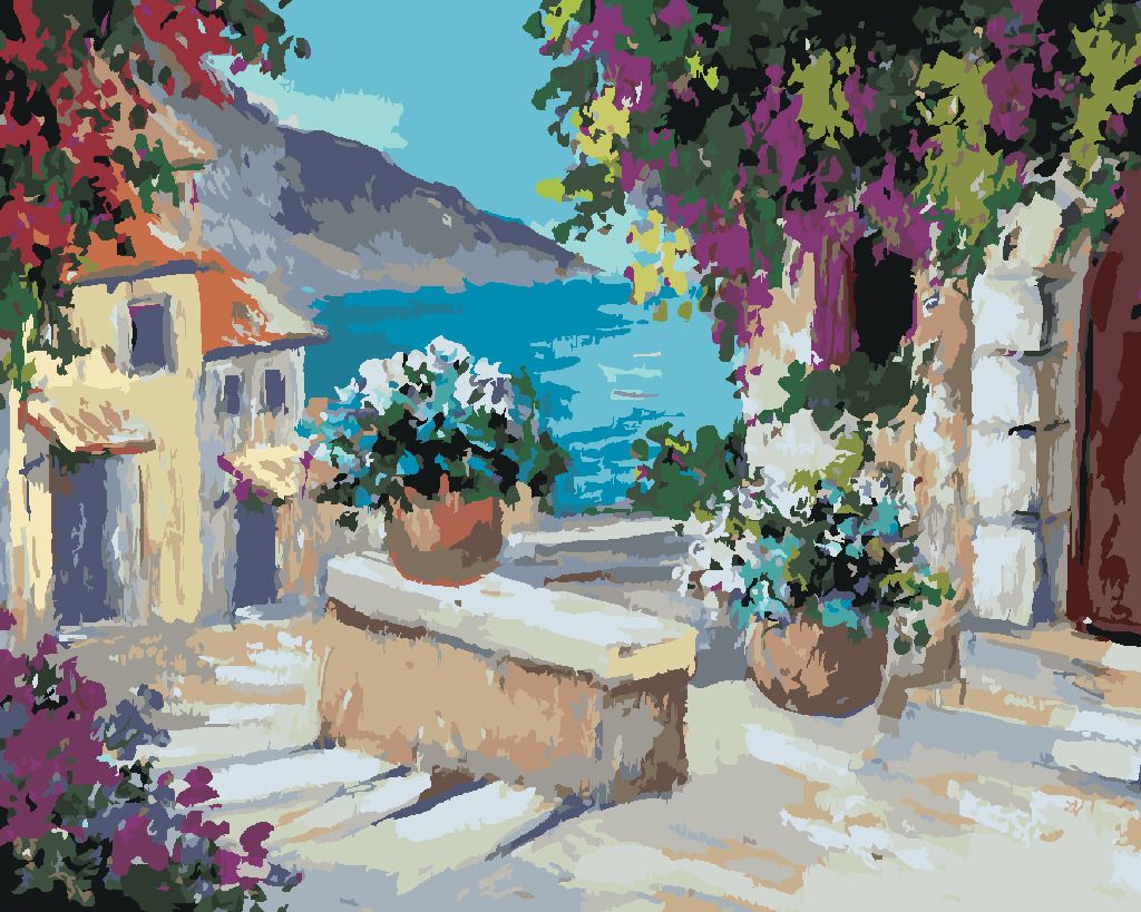 zuty Malování podle čísel - PO SCHODECH K MOŘI - Rozměr: 40x50 cm, Rámování: Varianta: vypnuté plátno na rám - obrázek 5