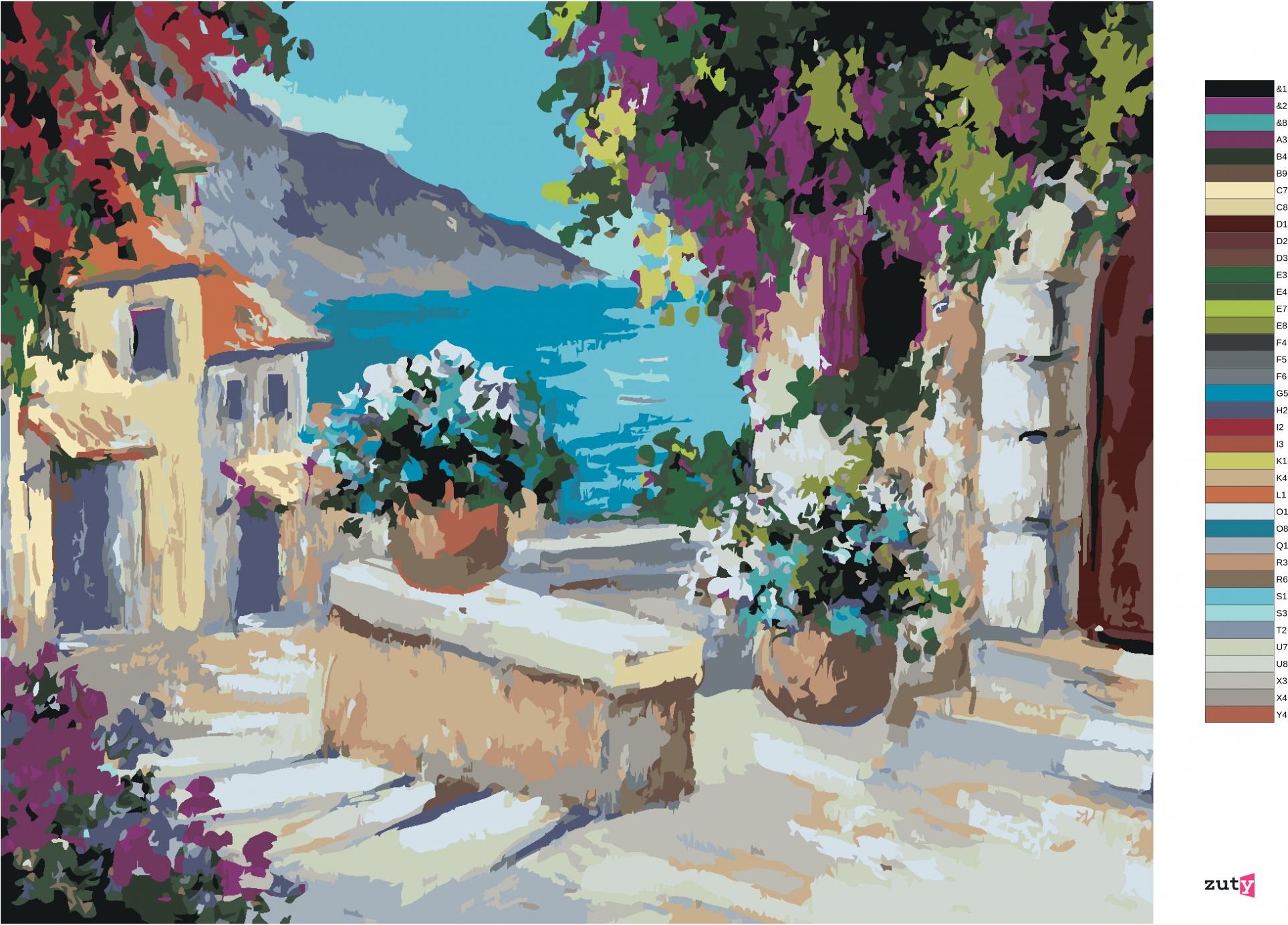 zuty Malování podle čísel - PO SCHODECH K MOŘI - Rozměr: 40x50 cm, Rámování: Varianta: vypnuté plátno na rám - obrázek 10