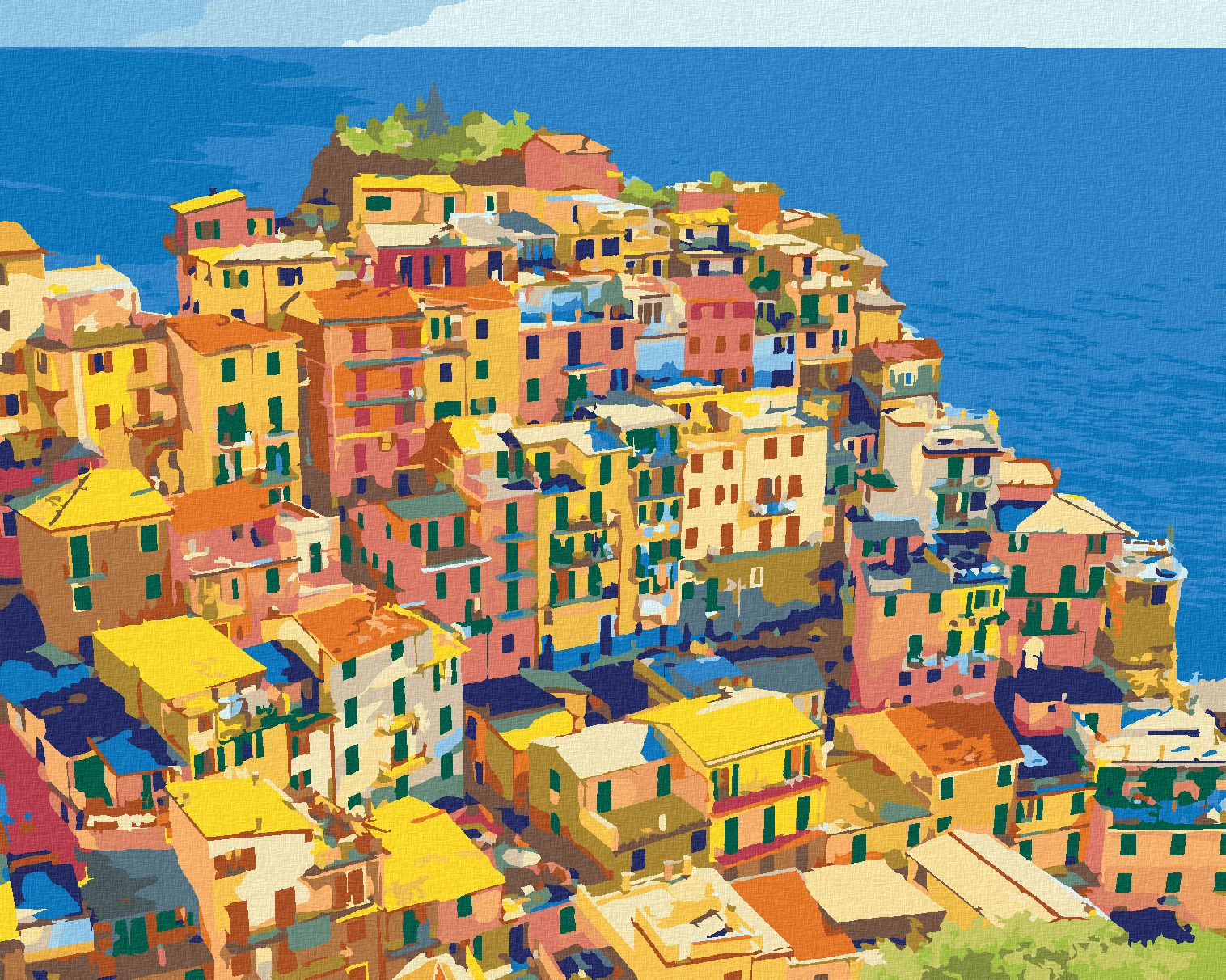 zuty Malování podle čísel - DOMY V NÁRODNÍM PARKU CINQUE TERRE - Rozměr: 40x50 cm, Rámování: Varianta: vypnuté plátno na rám - obrázek 1