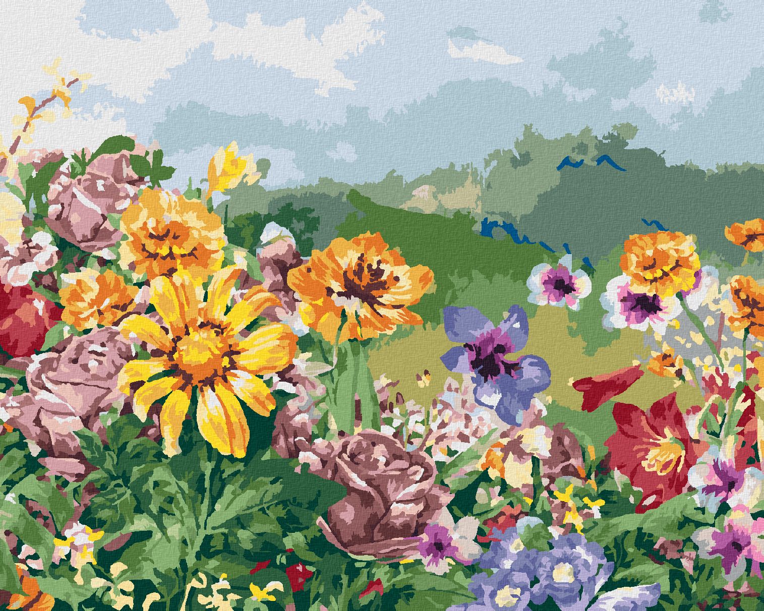 zuty Malování podle čísel - LUČNÍ KVÍTÍ - Rozměr: 40x50 cm, Rámování: Varianta: vypnuté plátno na rám - obrázek 1