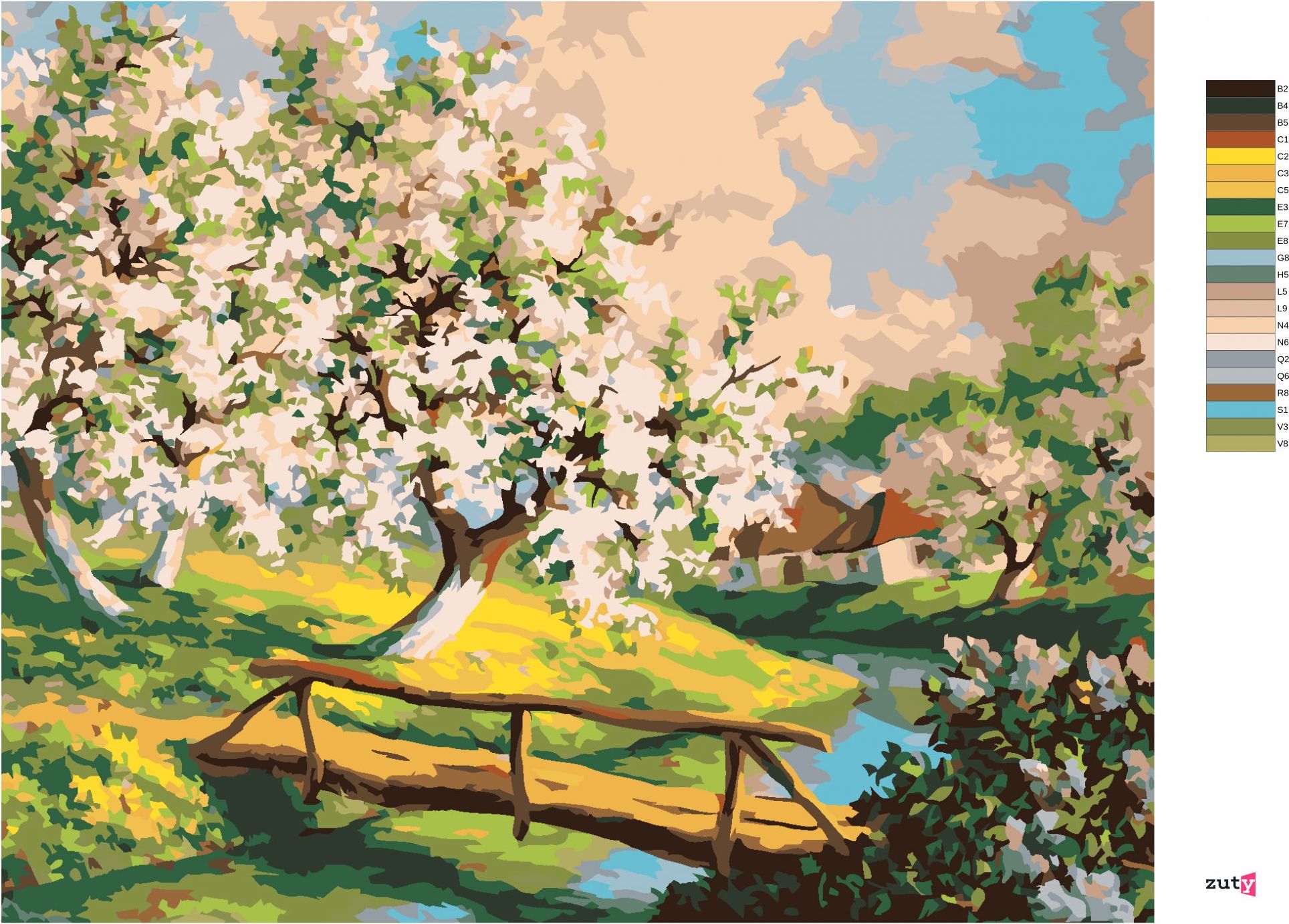 zuty Malování podle čísel - KVETOUCÍ ZAHRADY - Rozměr: 40x50 cm, Rámování: Varianta: bez rámu a bez vypnutí plátna - obrázek 6