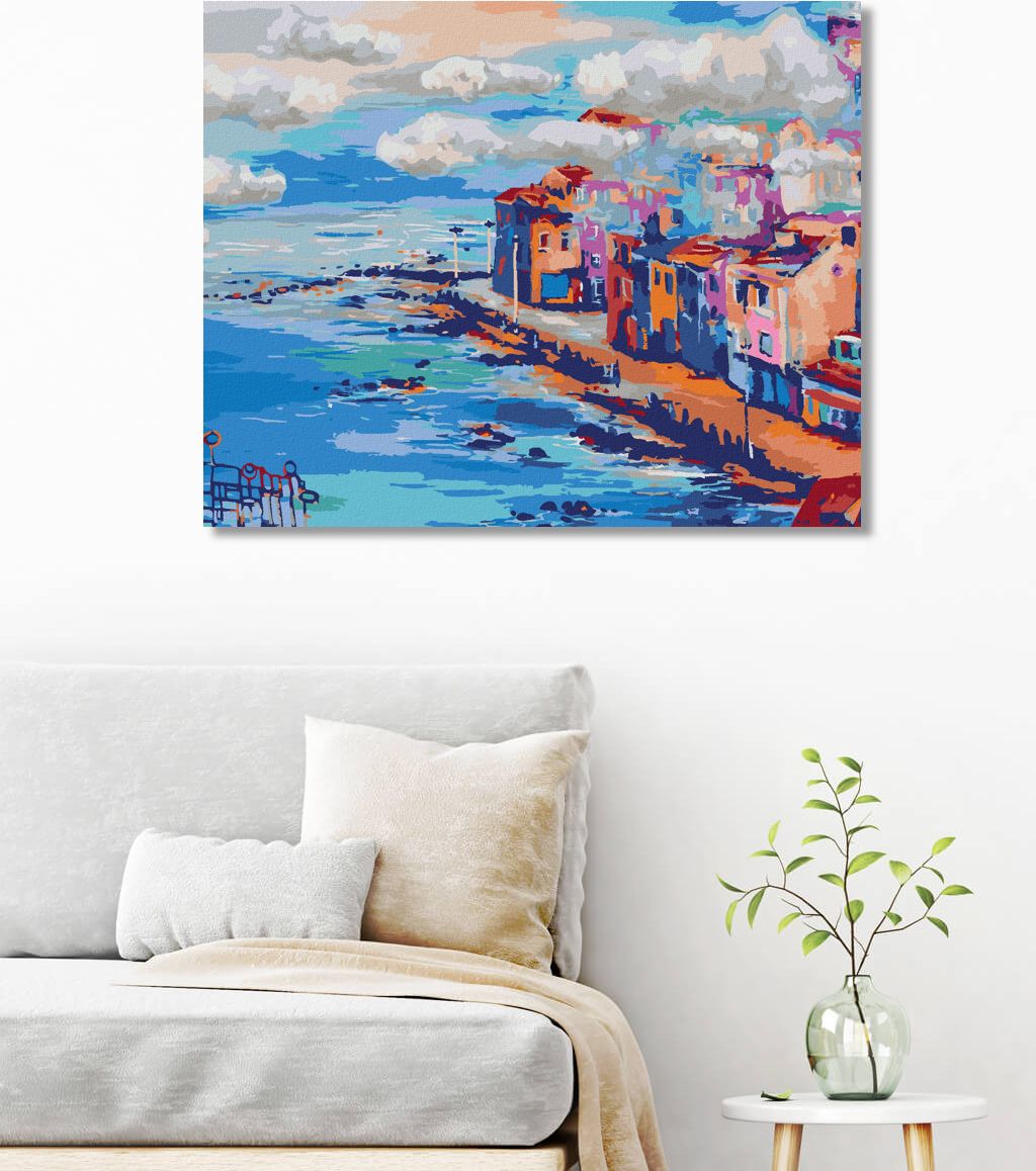 zuty Malování podle čísel - MRÁČKY NAD MĚSTEM - Rozměr: 40x50 cm, Rámování: Varianta: vypnuté plátno na rám - obrázek 2