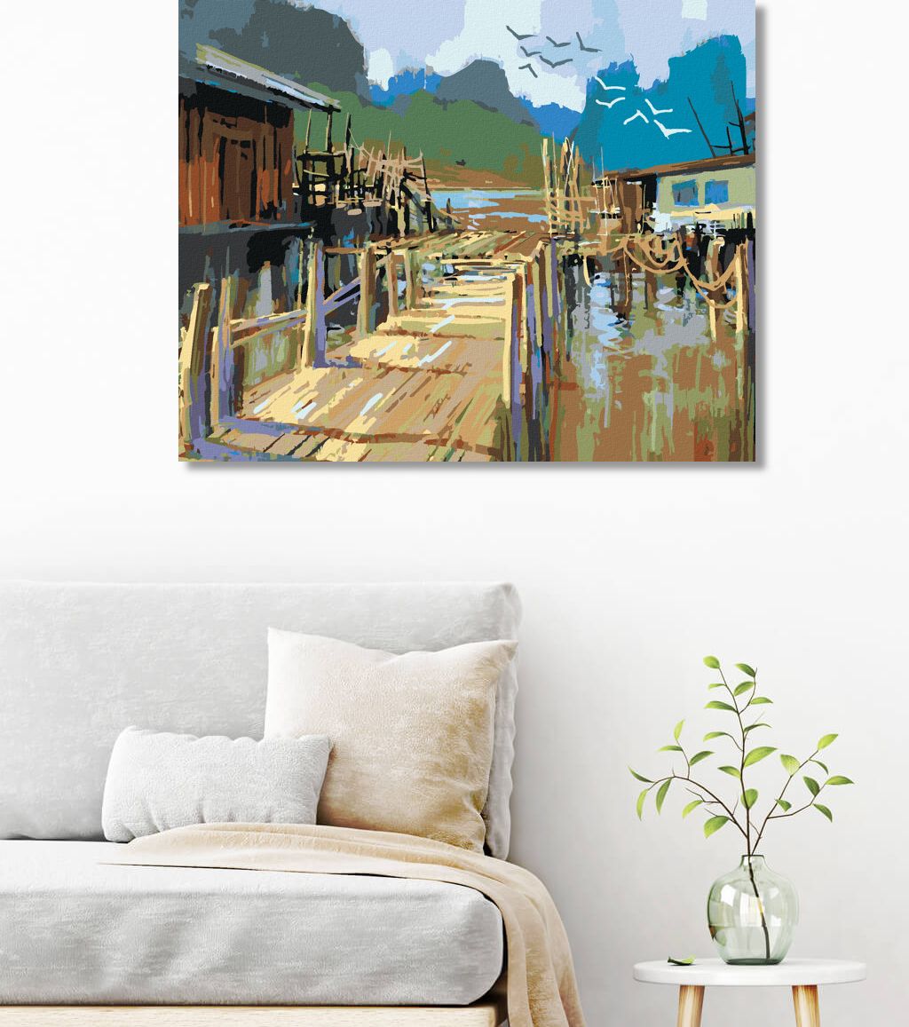 zuty Malování podle čísel - RYBÁŘSKÉ CHATKY - Rozměr: 40x50 cm, Rámování: Varianta: vypnuté plátno na rám - obrázek 4