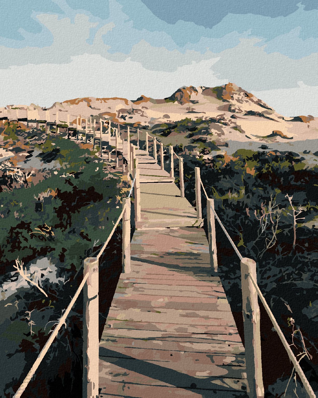 zuty Malování podle čísel - DŘEVĚNÁ LÁVKA V PARKU SINTRA-CASCAIS - Rozměr: 40x50 cm, Rámování: Varianta: vypnuté plátno na rám - obrázek 1